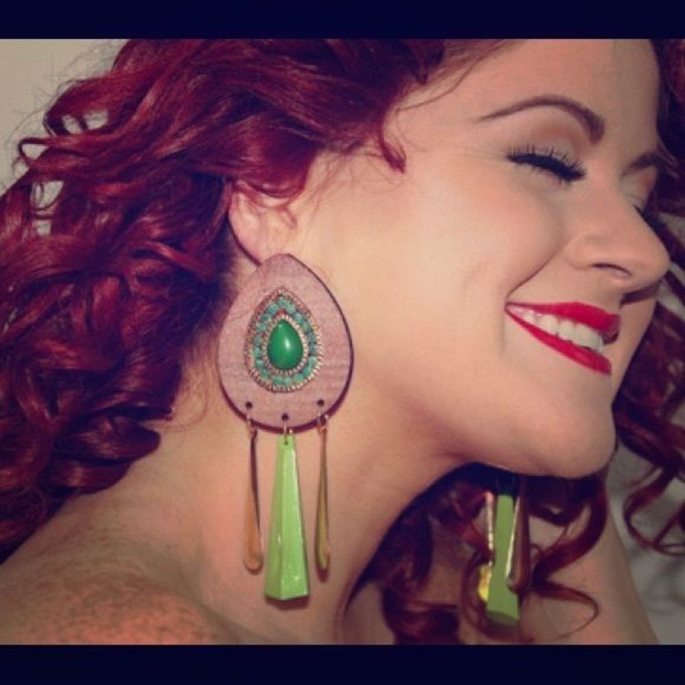 Green and Gold earrings.
